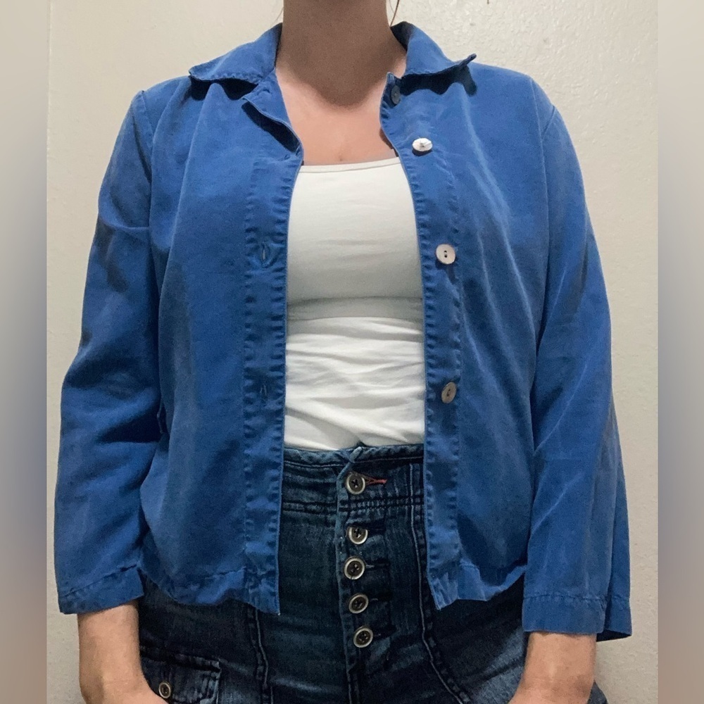 Vintage Blue Super Soft Tencel Button Down Shirt Size Small